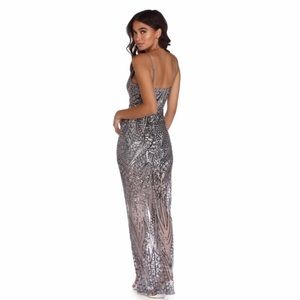 fiona high slit formal sequin dress